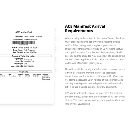 ACE Manifest Requirements and FAQs
